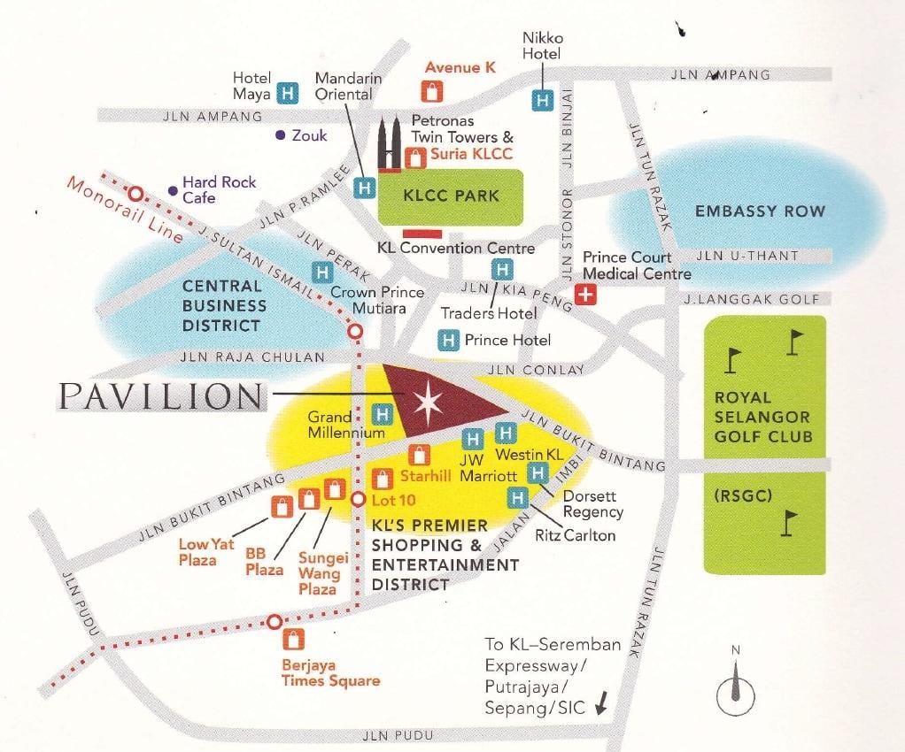 pavilion ਕੁਆਲਾਲੰਪੁਰ ਨਕਸ਼ਾ